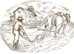 Ploughman with two horses Ploughman with two horses
